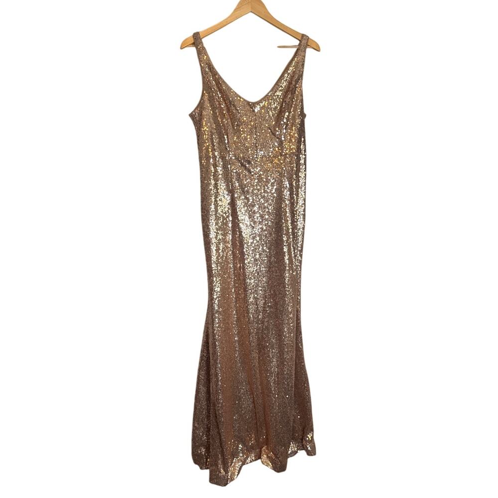 Jump Apparel Gold Sequin Formal Dress Floor Length Prom Dance Evening Sz 11 12